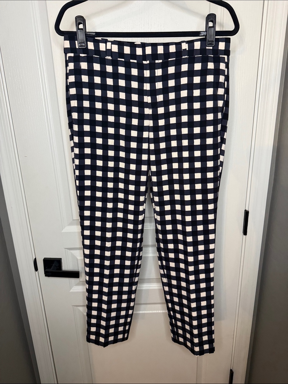 Banana Republic Navy and White Gingham Cropped Pants